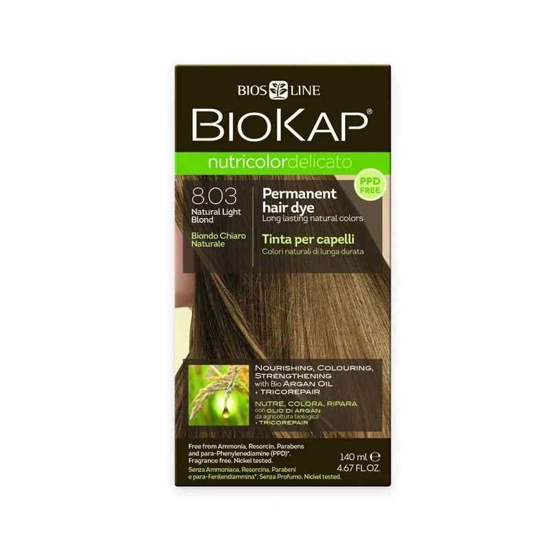 BIOKAP NUTRICOLOR DELICATO TEINTURE POUR CHEVEUX BLOND CLAIR NATUREL 8.03