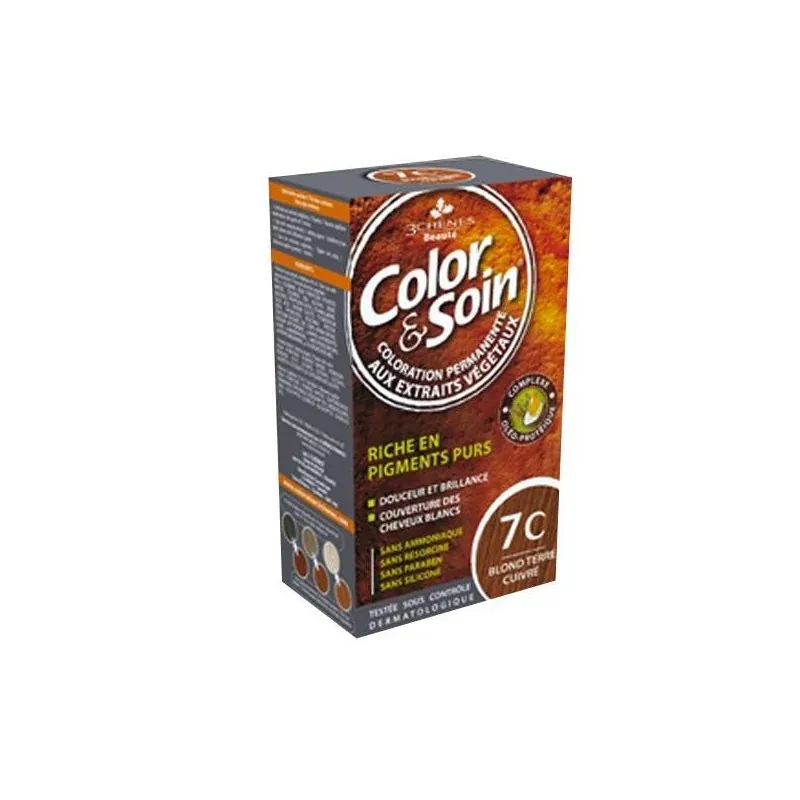 LES 3 CHENES Color & Soin Coloration permanente Extraits végétaux 7C blon Terre cuivre
