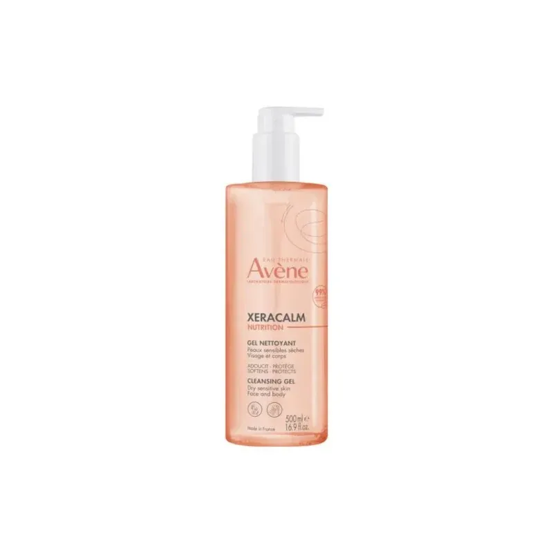 Avène Eau Thermale – XERACALM NUTRITION Gel nettoyant peaux sensibles, sèches 500ml 