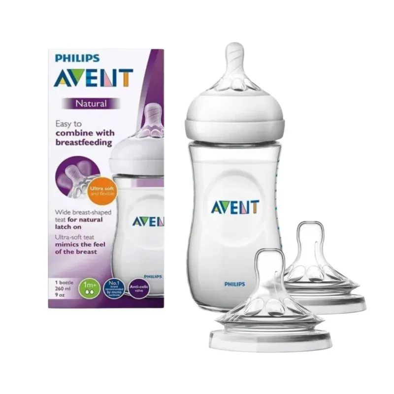 AVENT BIBERON NATURAL 260ML ACHETE + AVENT 2 TÉTINES NATURAL 3M + VARIABLE OFFERTES
