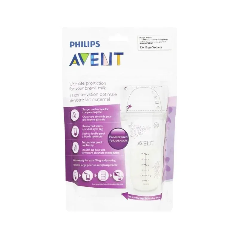 AVENT Sachets de conservation pour le lait maternel 180 ml – X25