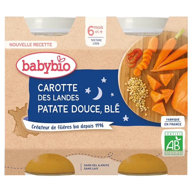 Babybio Carotte des Landes Patate Douce Blé 2x220G