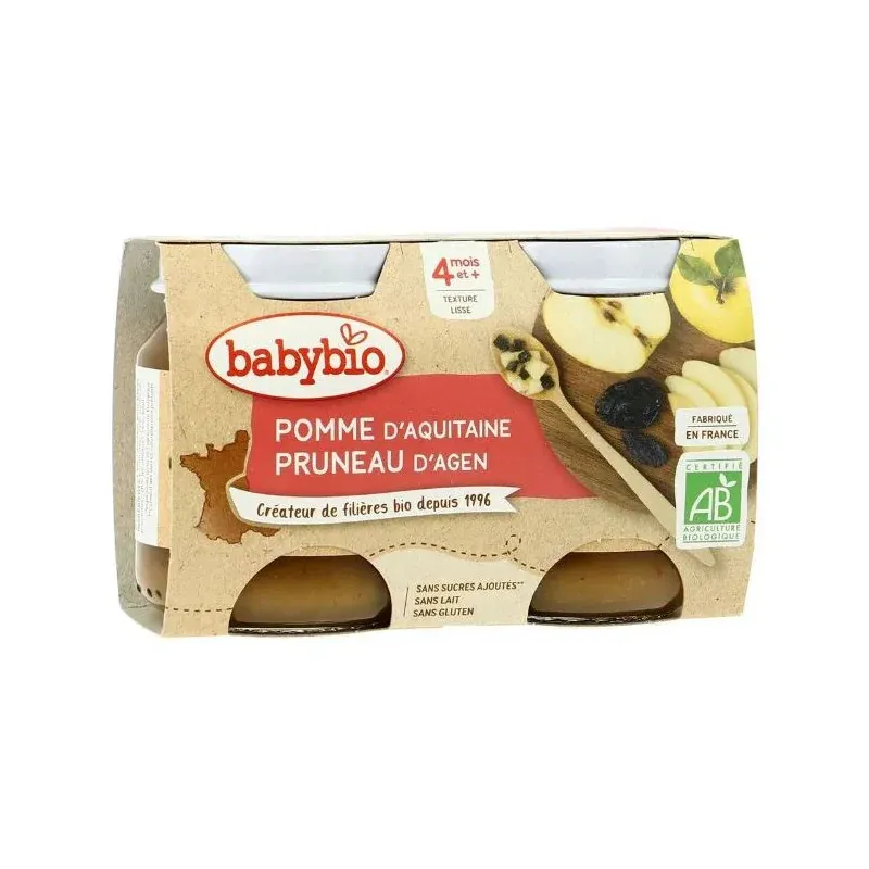 BABYBIO pot pomme pruneau 2x130g