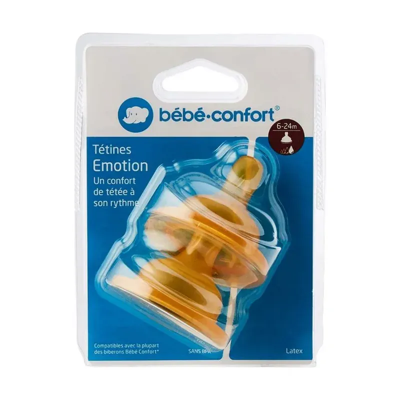 BÉBÉ CONFORT TETINES EMOTION - T.2 3 VITESSES (6/24M) - LATEX X2 6951