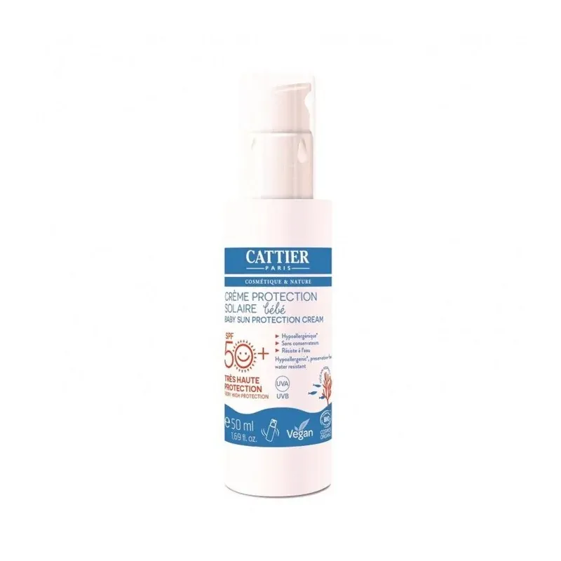 Cattier Crème Protection Solaire Bébé SPF 50+ Bio 50 ml