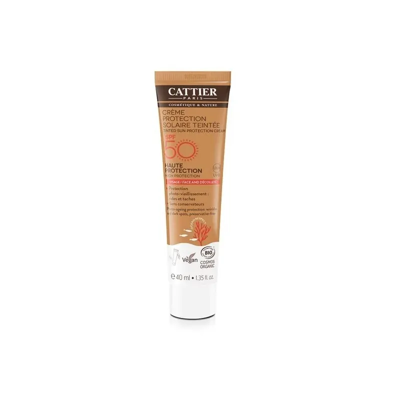 Cattier Crème Protection Solaire Teintée SPF 50 Bio 40 ml