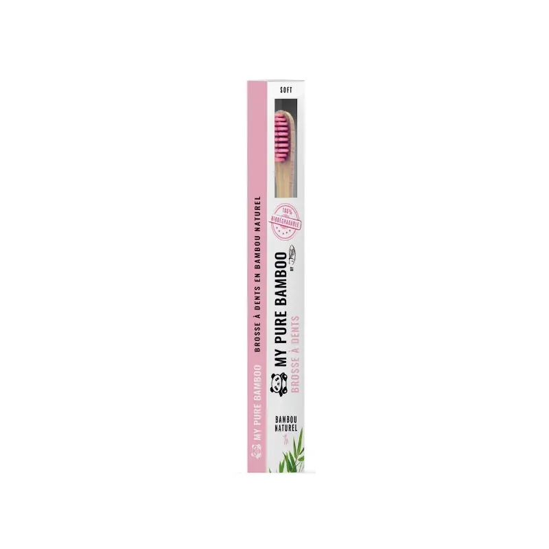 DENTI-SMILE BROSSE A DENT BAMBOU MEDIUM ROSE