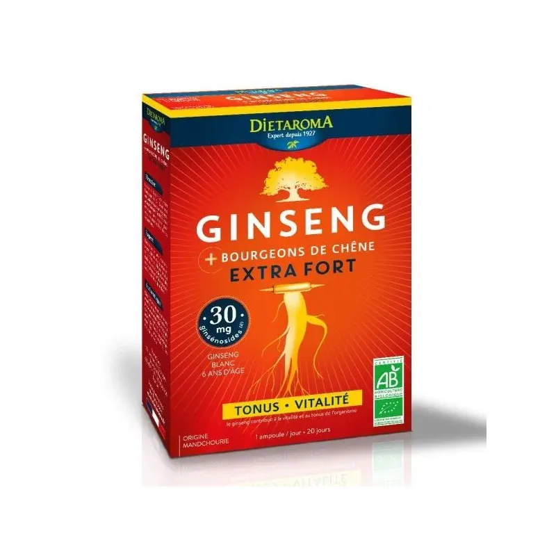 DIETAROMA GINSENG EXTRA FORT BIO - TONUS ET VITALITÉ 20 AMPOULES