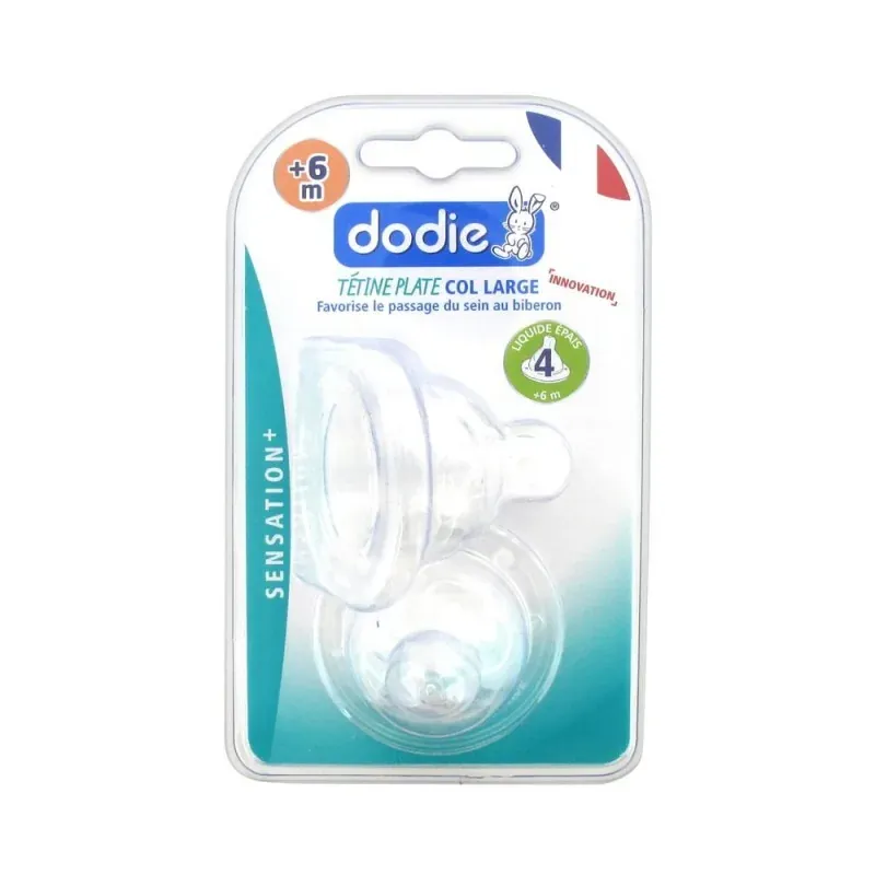 DODIE TETINE PLATE SENSATION+ ANTI COLIQUE D4 +6M LIQUIDE EPAIS X2