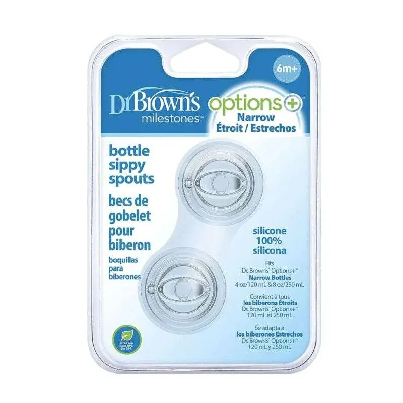 DR BROWNS OPTIONS+ TETINE TRANSITION A BEC COL ETROIT 6 M+ PAQUET DE 2