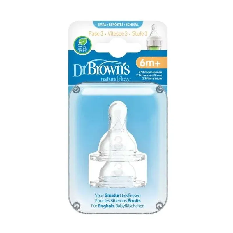 DR BROWNS TETINE COLE ETROIT NIVEAU 3 6MOIS+ PACK DE 2