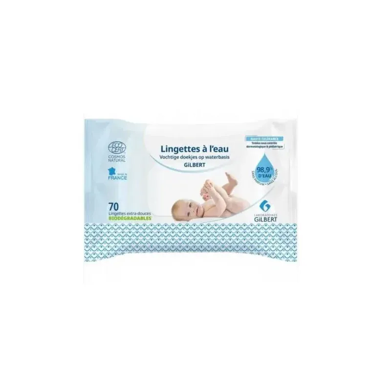 Gilbert lingettes Bio a l'eau 70 Unités