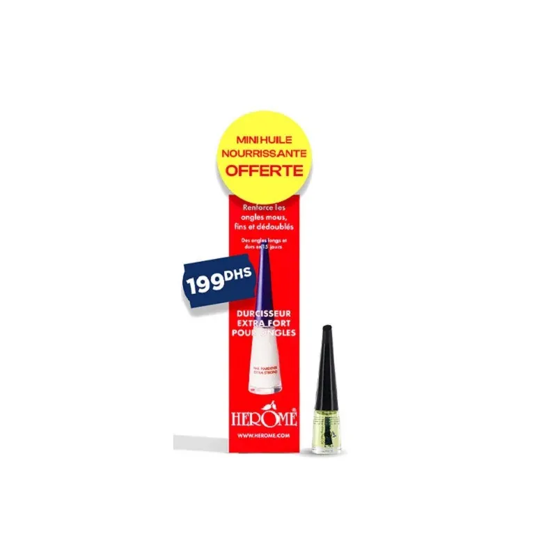 Herôme – Durcisseur Extra Fort + Mini Huile nourrissante Offerte
