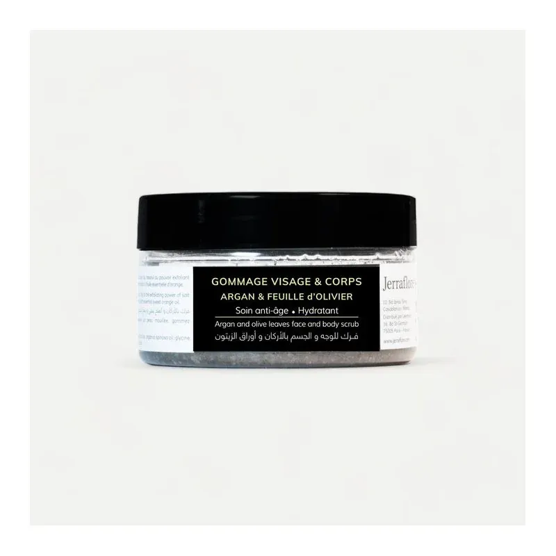 JERRAFLORE GOMMAGE VISAGE & CORPS ARGAN & FEUILLE D'OLIVIER 90g