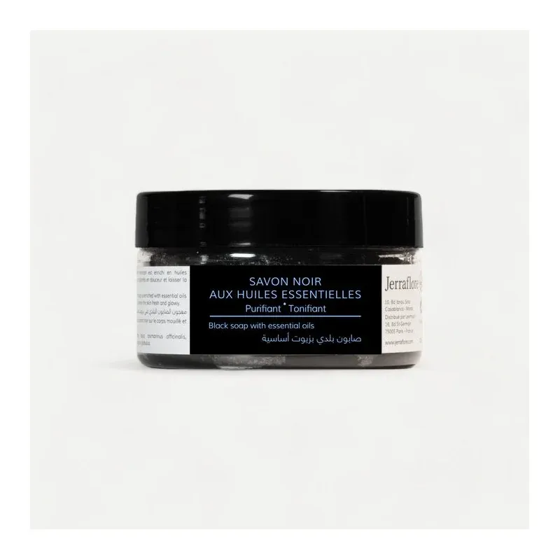 JERRAFLORE SAVON NOIR AUX HUILES ESSENTIELLES 100 g Elimine Les Impuretés En Douceur