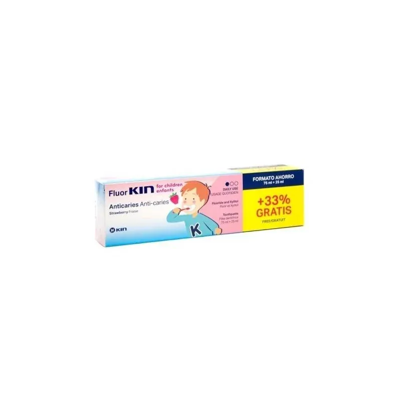 Kin Fluor Dentifrice Pates Enfant Fraise 75ml+ 25ml Gr