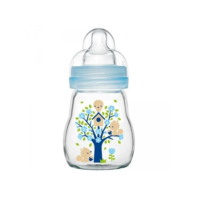 MAM BIBERON EN VERRE FEEL GOOD 1ER AGE BLEU 170ML