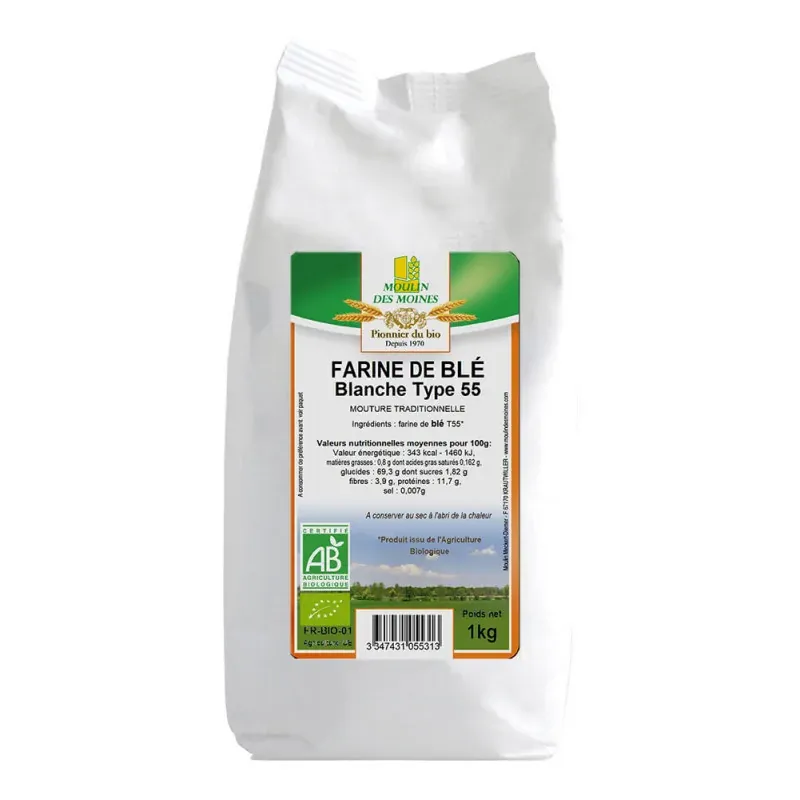 MOULIN DES MOINES FARINE DE BLE PATISSIERE T55 1KG