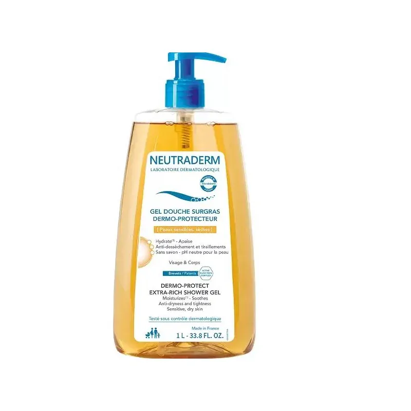 NEUTRADERM GEL DOUCHE SURGRAS DERMO PROTECTEUR POMPE 1 L