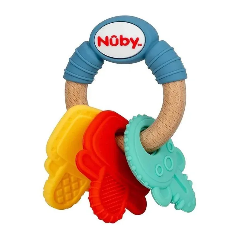 Nuby Anneaux De Dentition - Clé À Mordre Bois Silicone 3 + Multicolore 3m+ REF : NV06008
