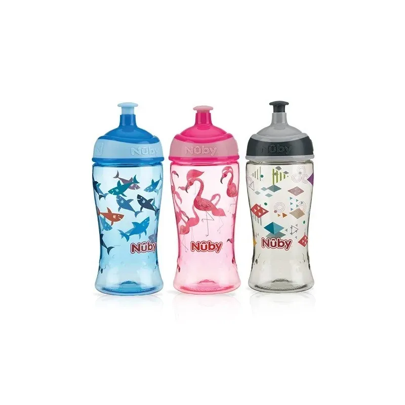 NUBY Gobelet anti-goutte sportif Pop-up imprimé en Tritan avec couverle 360ml +18mois - NV0414025
