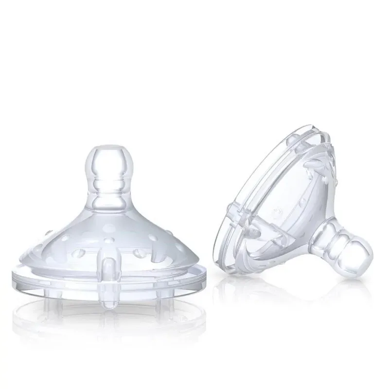 Nûby Lot de 2 tétines de remplacement Softflex en Silicone débit 3 vitesses 1-2-3 (Bib Col Large) Réf : ID0018