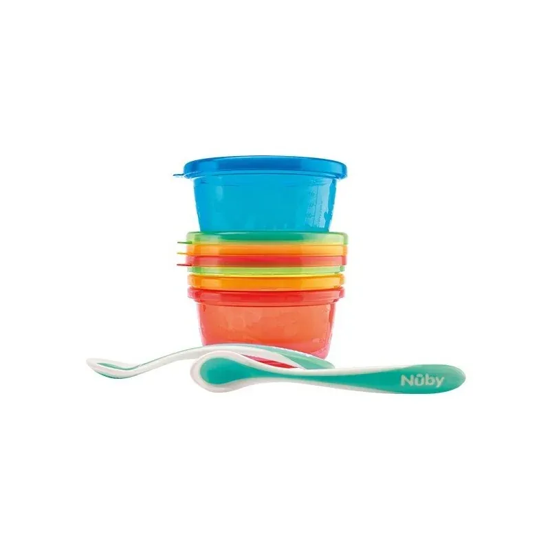 NUBY Lot de 4 bols avec PIC-NIQUE 2 cuillères thermosensibles +3 mois - NV0501004