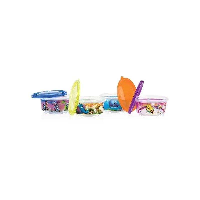 NUBY Lot de 4 bols PIC-NIQUE grand modèle 300ml avec couvercle +3 mois - ID94043