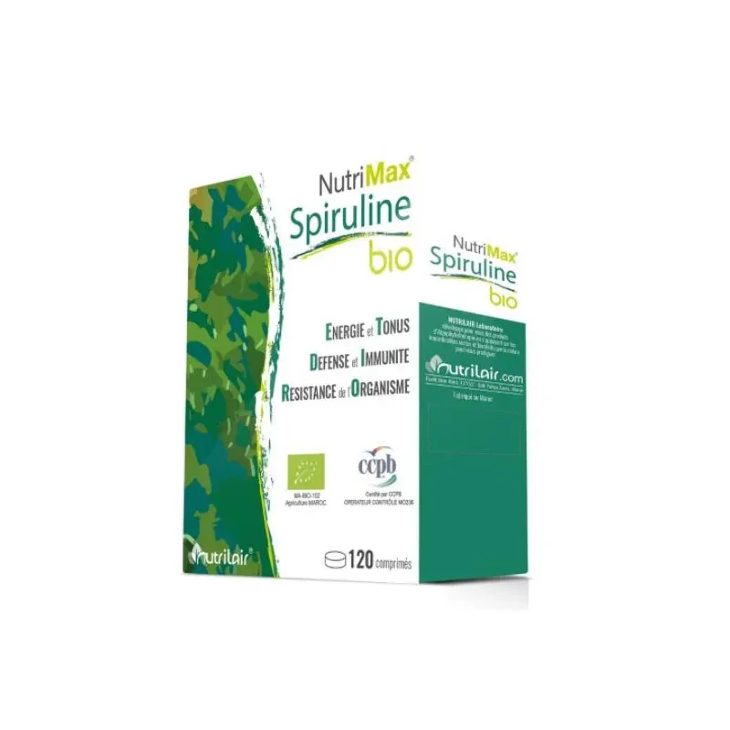 NUTRIMAX SPIRULINE 100% BIO 120 COMPRIMES Tonus Et Vitalité