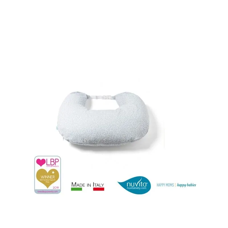 NUVITA COUSSIN D'ALLAITEMENT HYPOALLERGÉNIQUE, RESPIRANT, IMPERMÉABLES À L’EAU - FEEDFRIEND BIANCO AZZURRO