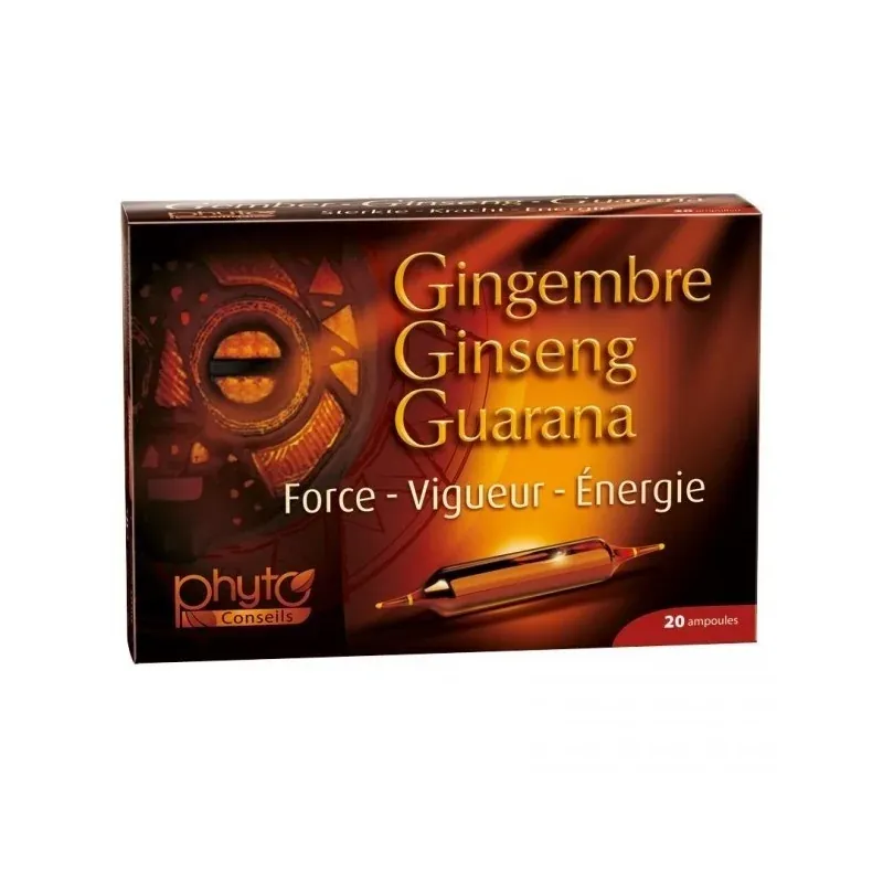 PHYTO CONSEILS GINSENG GINGEMBRE GUARANA 20AMPOULES