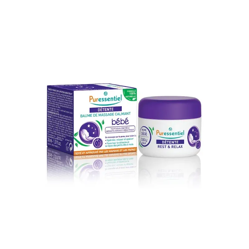 Puressentiel Baume de massage calmant bébé détente 3 HE - 30 ml