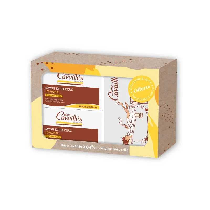 ROGE CAVAILLES SAVON SURGRAS EXTRA DOUX 250G X2 + BOITE OFFERTE
