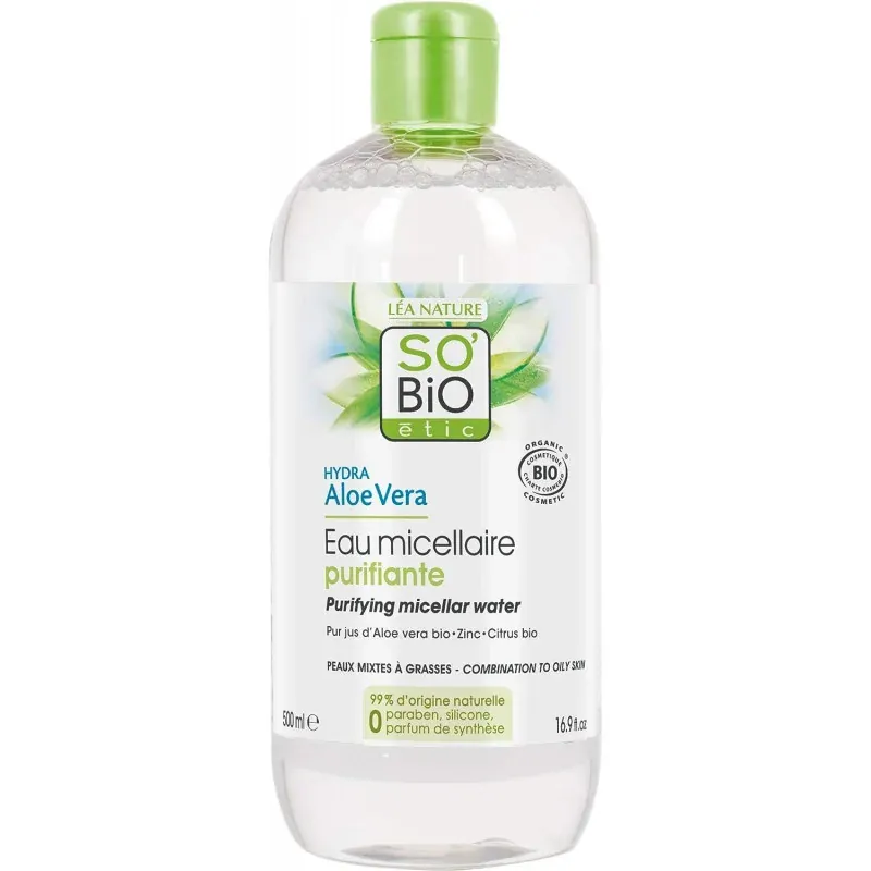 SO’BIO EAU MICELLAIRE PEAUX MIXTES A GRASSES 500ML                                                   