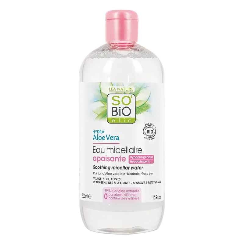 SO’BIO EAU MICELLAIRE PEAUX SENSIBLES ET REACTIVES 500ML                                             