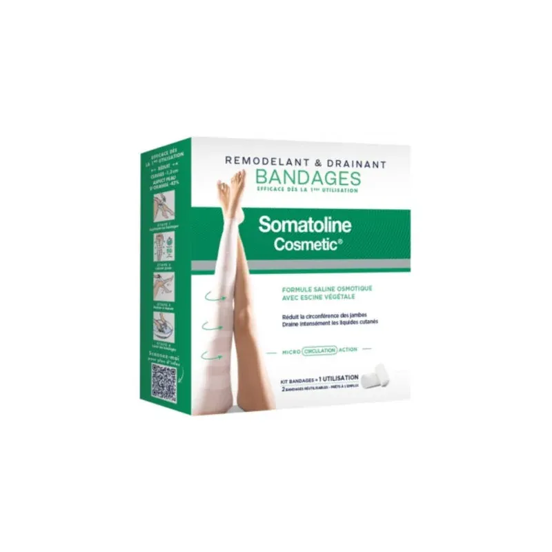 SOMATOLINE BANDAGES RÉUTILISABLE REMODELANT DRAINANT KIT X2