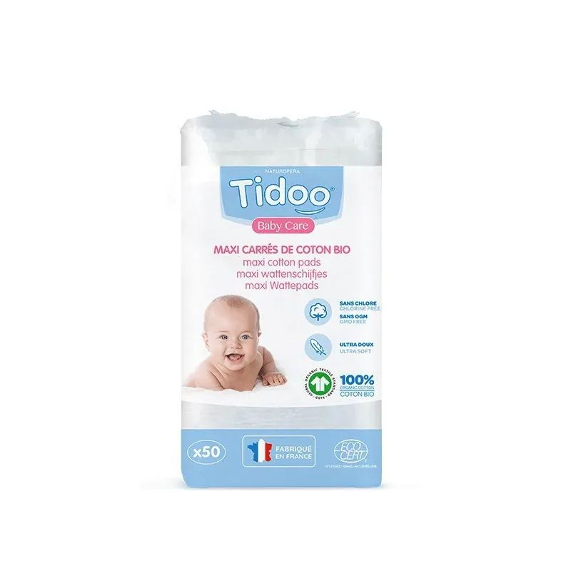 TIDOO MAXI CARRES DE COTON BIO x50