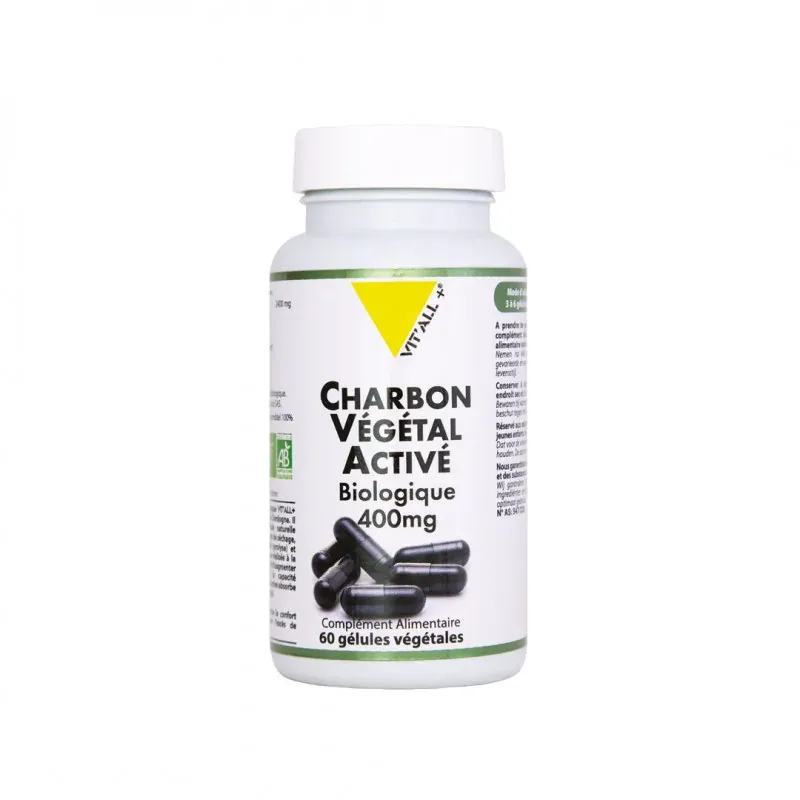 VITALL+ Charbon Végétal 400Mg 60 Gélules